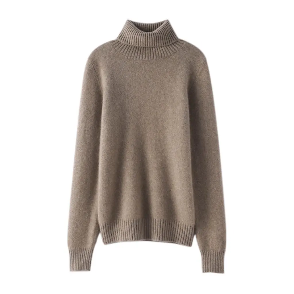 

Women's High Collar Cashmere Sweater Solid Color Lapel Wool Pullover Loose Slimming Thickened Autumn Winter Base Layer