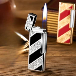 New HOT Personalized Grinding Wheel Side Slide Open Flame Butane Gas Lighter Luxury Metal Cigar Lighter Men Women High-End Gifts