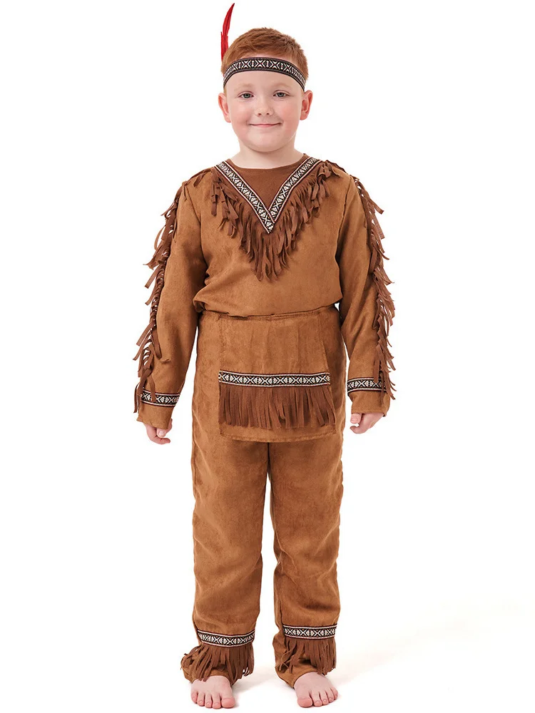 Kostium na Halloween, występ sceniczny, indygena, australijski, strój dziecięcy, wódz indygenów, autentyczna odzież etniczna