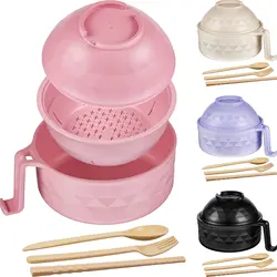 Ramen Cooker, Microwave Ramen Bowl Set with Chopsticks Spoon Ramen Noodle Bowl Instant Cooking for College Dorm Room Essentials