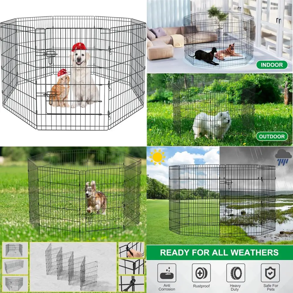 

Foldable Dog Exercise Fence with 8 Panels, 36 Inch Height, Suitable for Medium Pets, Ideal Outdoor Pet Playpen for Medium Animal