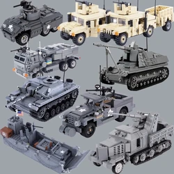 WW2 US Military War Tank Rocket Artillery Building Blocks Army Soldier Figures Armored Vehicle MOC Model Bricks Boys Toys Gifts