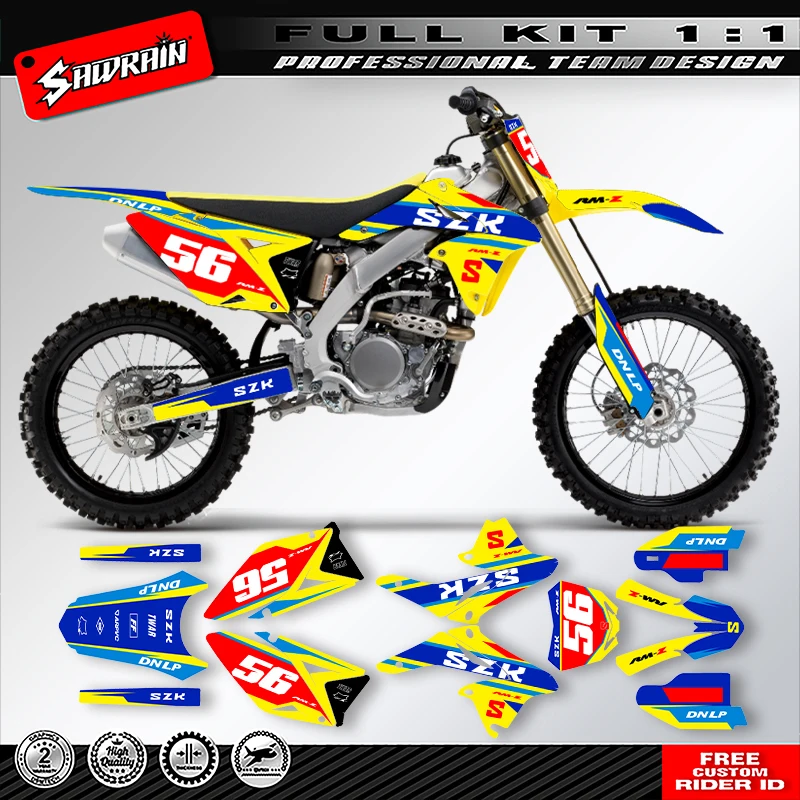 

Наклейка на мотоцикл Sawrain, комплект наклеек с графикой команды для SUZUKI 2010 2011 2012 2013 2014 2015 2016 2017 2018 RMZ250 010