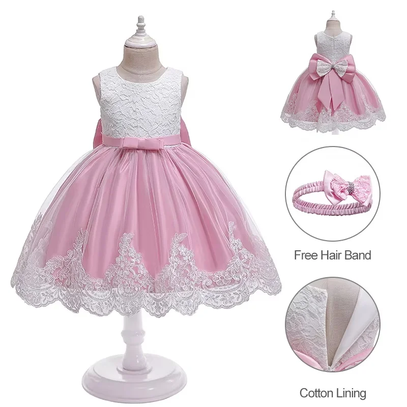 Children Flower Tutu Dress For 1-10 Years Girls Wedding Birthday Party Princess Dresses Kids Lace Gown Costume Clothing Vestidos