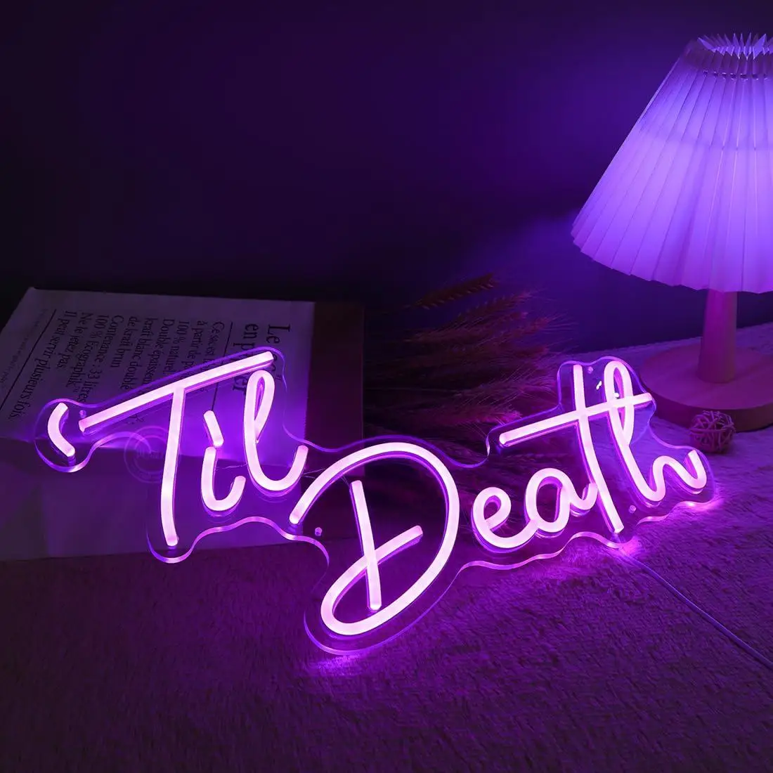 Til Death Neon Sign Dimmable LED Wall Decor Light Up Sign for Gothic Wedding Engagement Bridal Shower Party Bedroom Art Decor