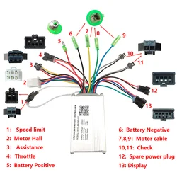 EBIKE Brushless Motor Controller 48V 15A E-Bike Accessories X813-AA26E-12Z Display KD26E Bike Speed Controller