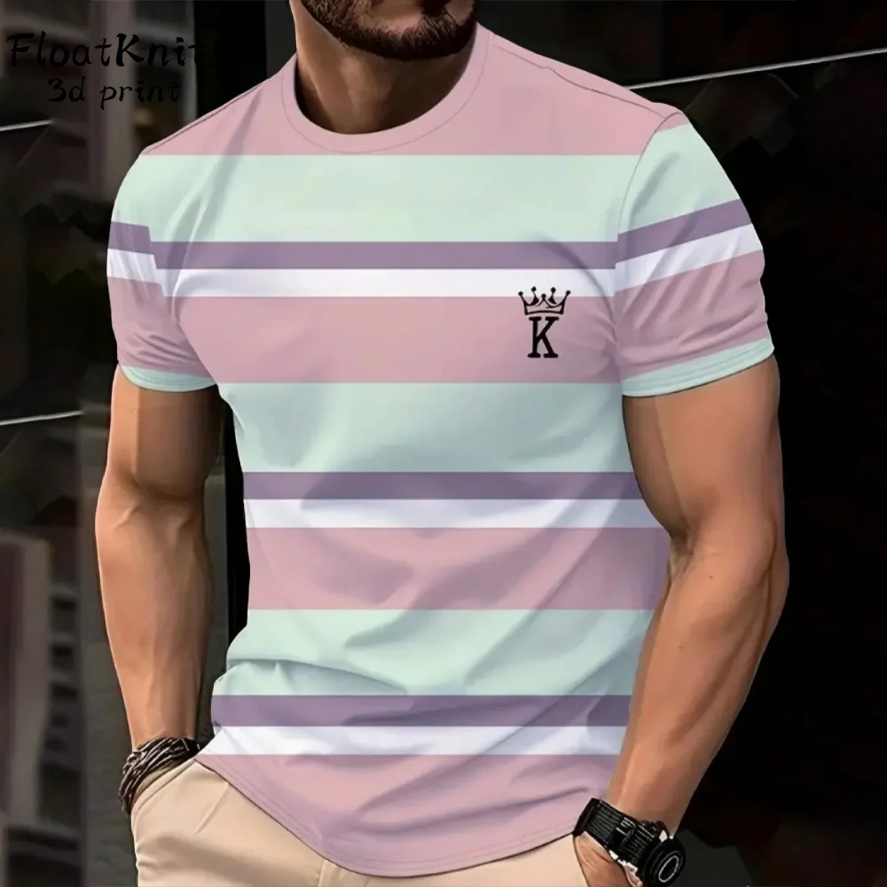 

Striped Men's Clothing Summer Quick-Drying Short Sleeve Tee O-Neck Striped Graphic T Shirts Casual Oversized T-Shirt Fashion Top