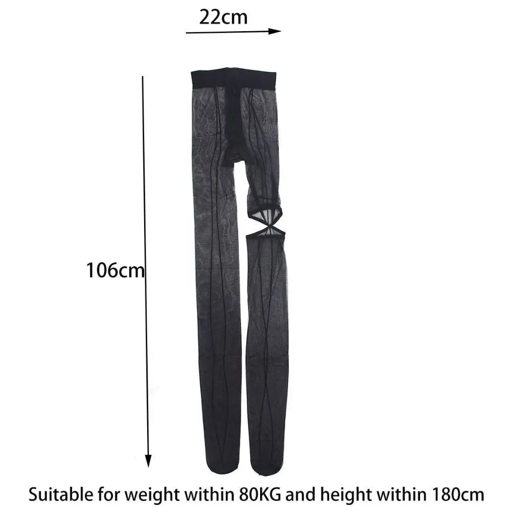 Moda personalidade alta meia-calça oco assimetria hottie sexy collants perspectiva leggings linha vertical collants menina