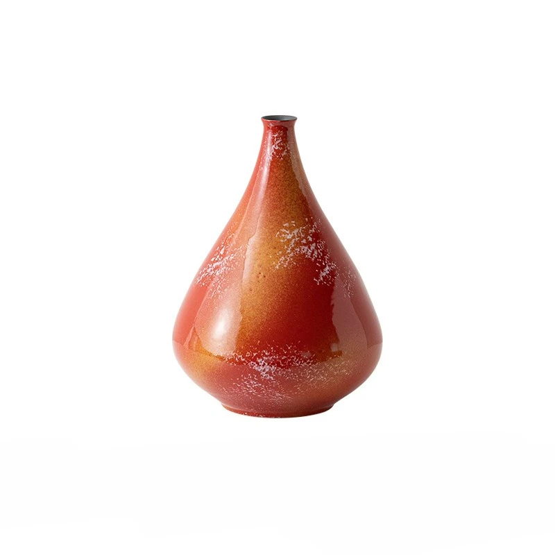 

High sense, Zen, Chinese red vase, new Chinese style pottery pot, living room entrance ornament