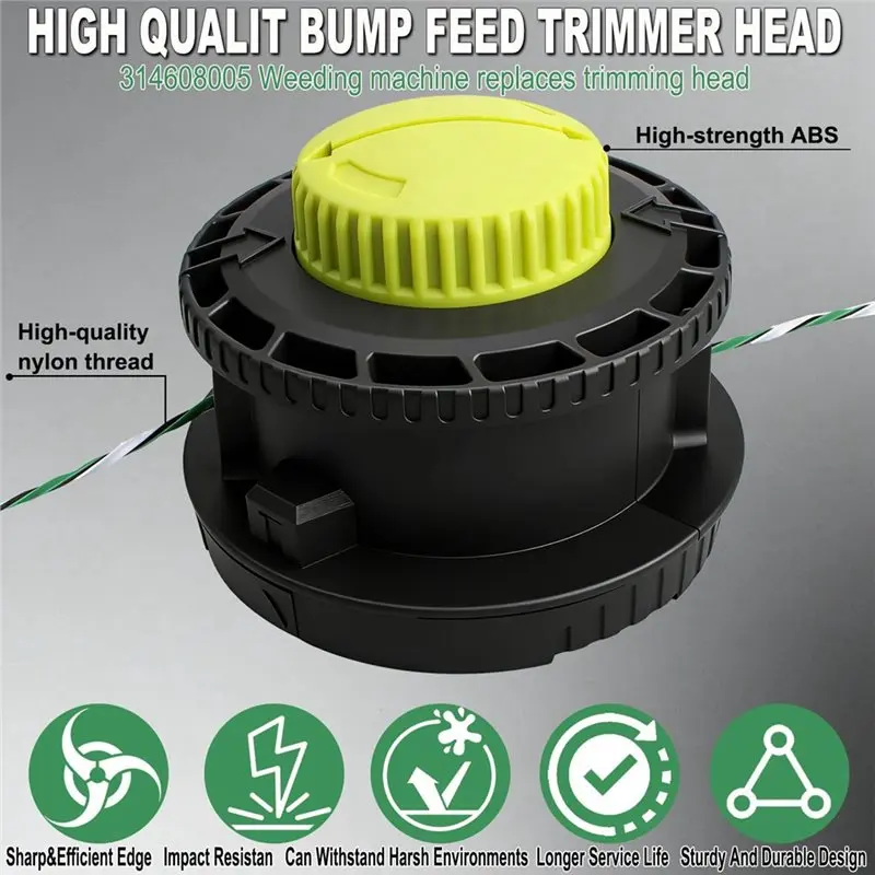 ABGH-314608005 Bump Feed Trimmer Head For Ryobi Straight Shaft String Trimmers For Models RY15526,RY15527,RY15529,RY15526VNM
