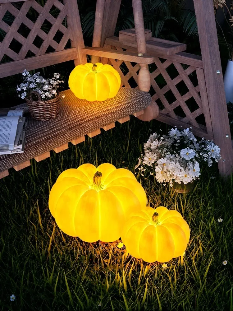 Outdoor Lights Waterproof Courtyard Garden Villa Terrace Portable Halloween Pumpki  Ambient Solar Lawn