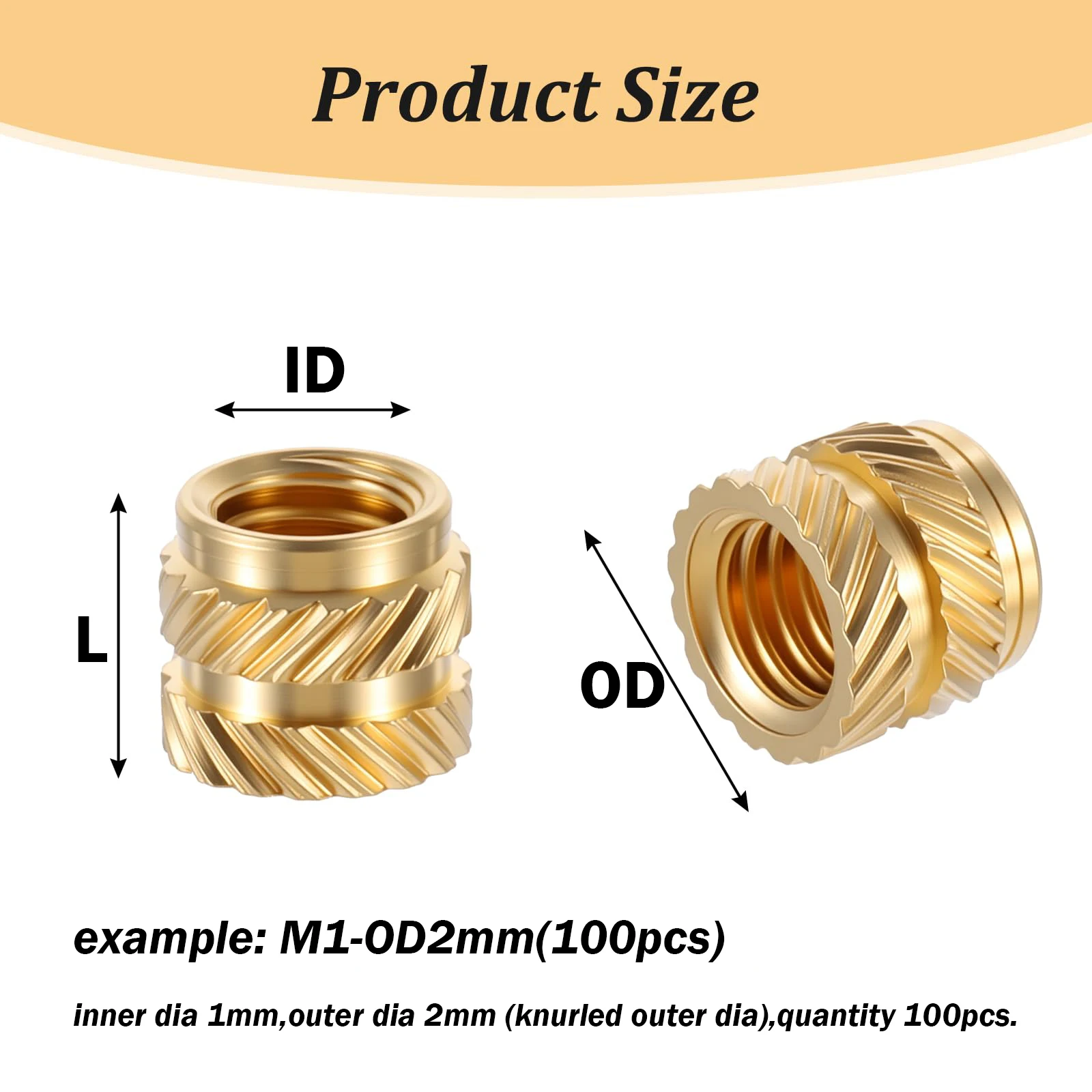 Brass Hot Melt Insert Knurled Nut M1 M1.4 M1.6 M2 M2.5 M3 M4 M5 M8 Molding Double Twill Injection Embedment Nut For 3d Printer