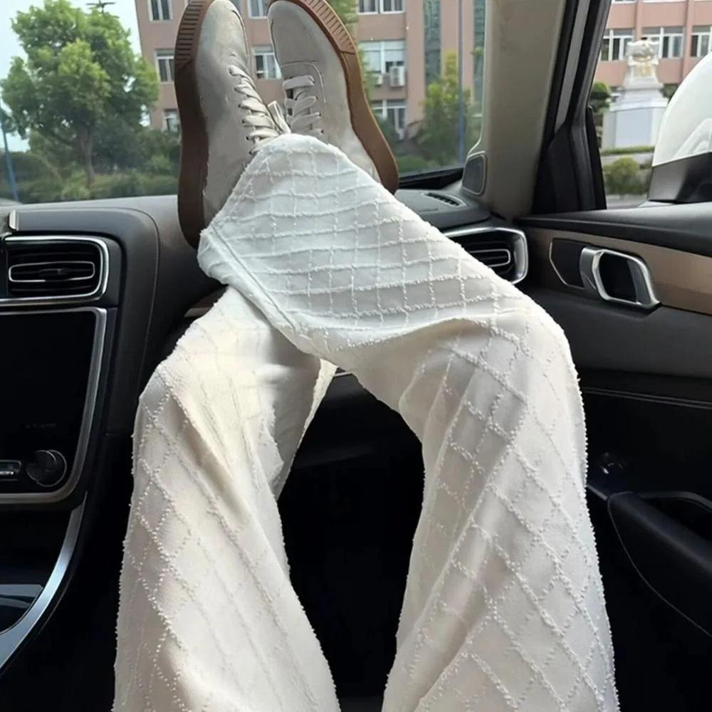 الملابس النسائية شبكة الجينز فضفاض مستقيم الساق كاوبوي السراويل الكورية جينز غير رسمي النساء Y2k الطرف #3