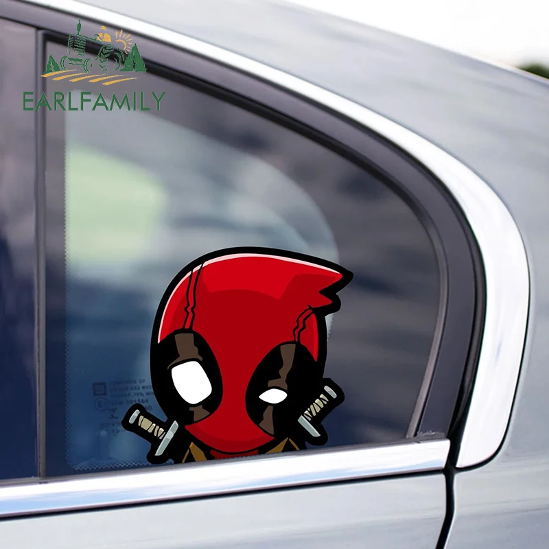 

EARLFAMILY CUTE DEADPOOL PEEKING автомобильная наклейка Chibi большая голова мультяшная наклейка JDM заднее стекло оконный ящик для инструментов граффити украшение автомобиля