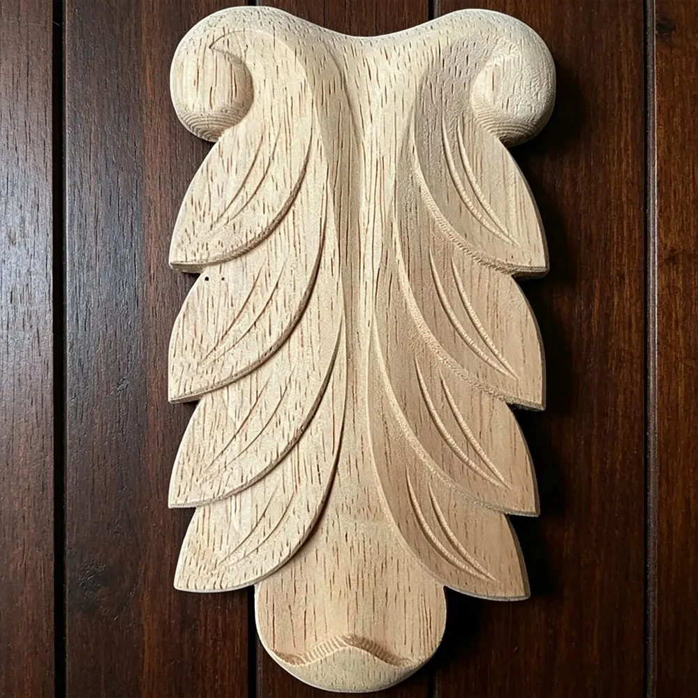 

12-15cm European-style Furniture Accessories Solid Wood Carving Decoration Cabinet Side Column Decals Door Embossed Flower