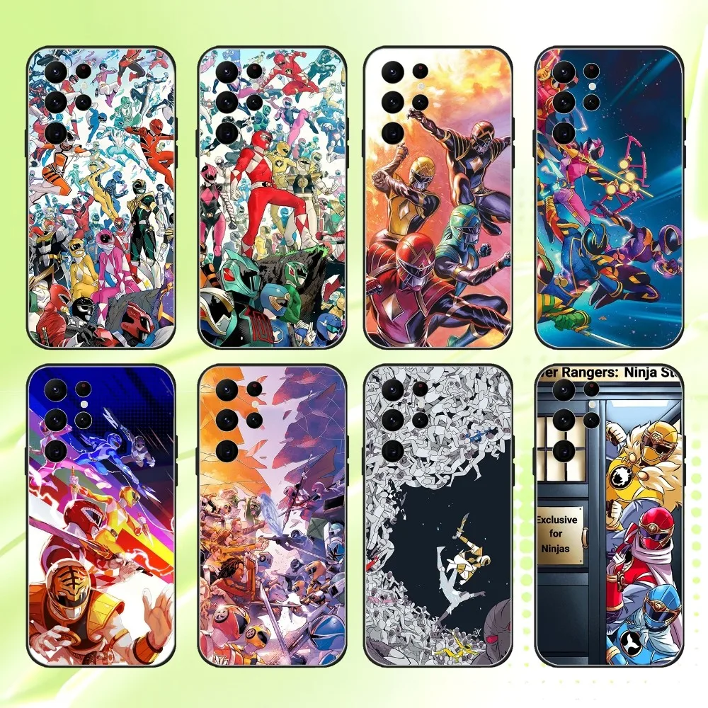 

P-PowerS Cool R-Ranger Phone Case For Samsung S 25,24,23,22,30,21,10,9,Ultra,Plus,Lite,FE,4,5G Black Soft Case