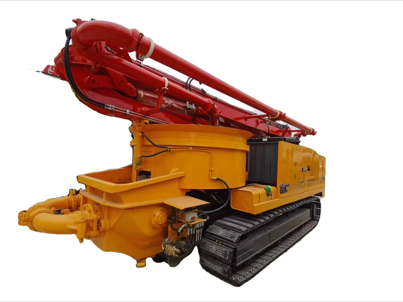 New Product Crawler Mounted Concrete Mixer Pump Wireless Remote Control Track Mixing Boom Pump for Sale