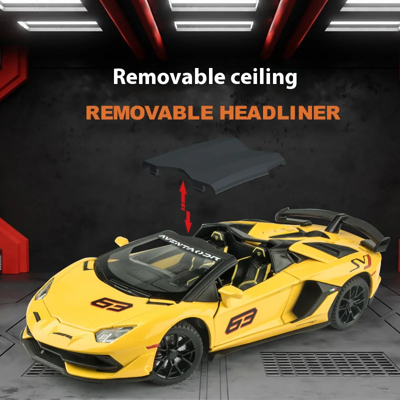 SVJ 63 Alloy model car, unique decorations for car center console, cool desktop ornaments, fun car accessories, men's gifts