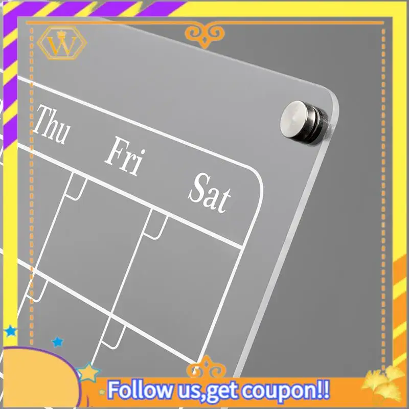 Latest-Clear Acrylic Magnetic For Fridge 9X13in Weekly Board Dry Erase Fridge For Reusable Planner With Dry Erase Markers