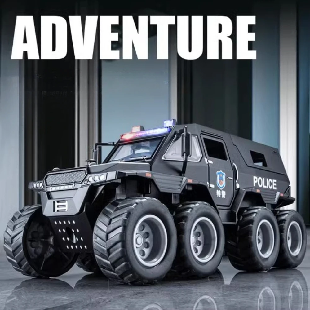 1:32 Russische Avtoros 8x8 Mammoth-Modelle, Druckgussautos, Spielzeug, Türen, geöffnetes Sound, Licht, zurückziehbare Miniaturfahrzeuge, lustiges Geschenk für Jungen