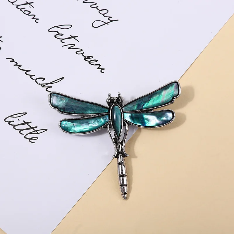 Vintage Classic Abalone Shell Dragonfly broszka biżuteria dla kobiet mężczyzn moda owady metalowe Unisex broszki ze sprzączką garnitur odznaki