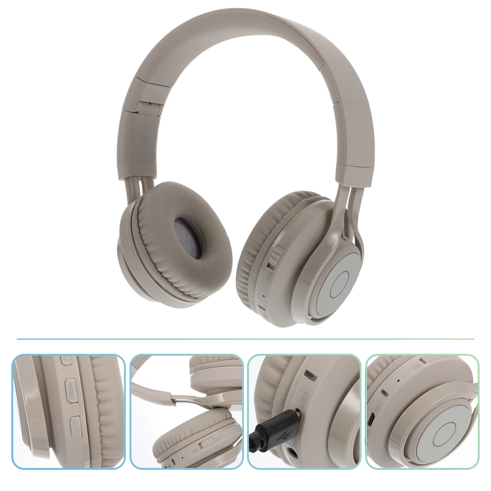 

Wireless Earphones Headset Stereo Gaming Luminous Household Music Mic Compatible Abs Pu Portable Audio Devices Seven