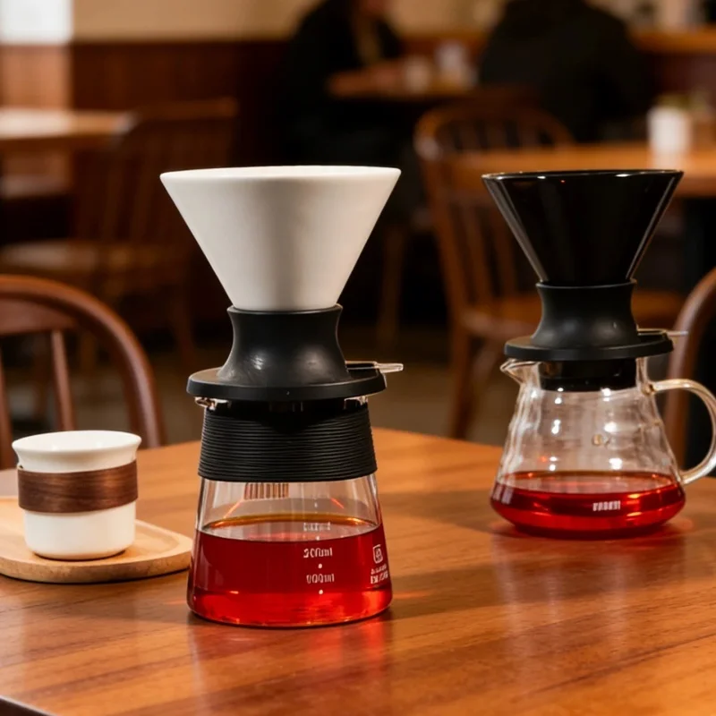 Ceramic Coffee Dripper Lotus Pattern Hand Brew Coffee Pot Set Pour Over Coffee Maker for Home Office Drip Coffee Filter Cup