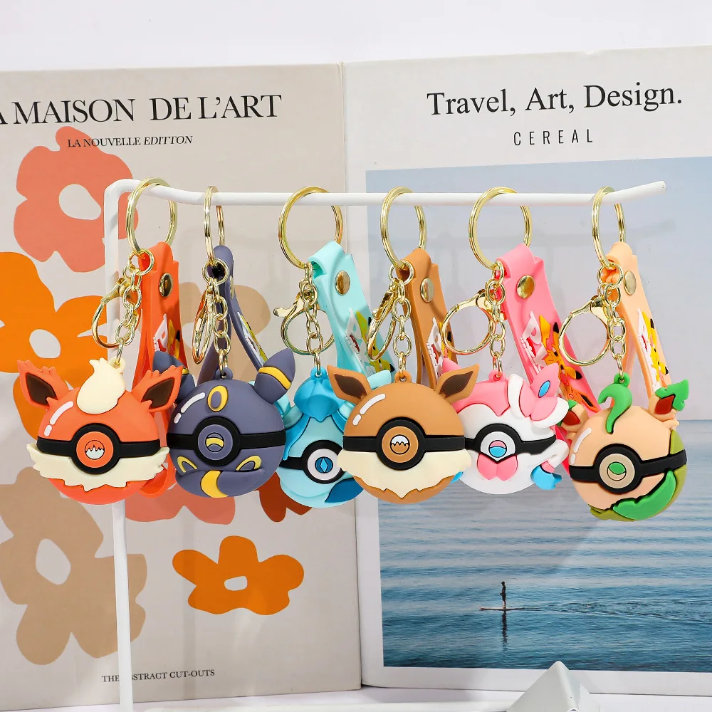 New Cartoon Pokemon Pikachu Silicone Keychain Key Pendant