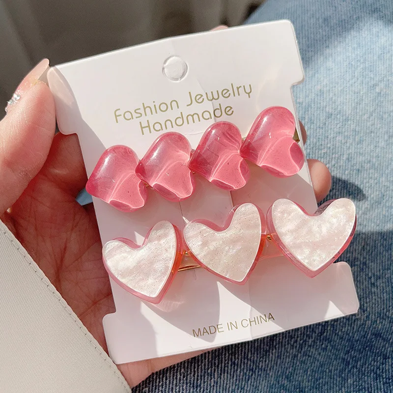 New Y2k Pink Sweet Small Hairpin with Cute Side Clip Girl Heart Duck Mouth BB Clip Bang Clip Headwear Hair Accessories Headdress