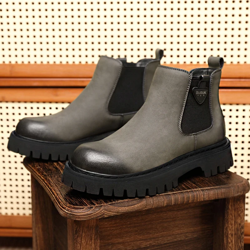 Men'S Urban Formal Wear - Bubuk İngiliz Tarzı Erkek Chelsea Botları,