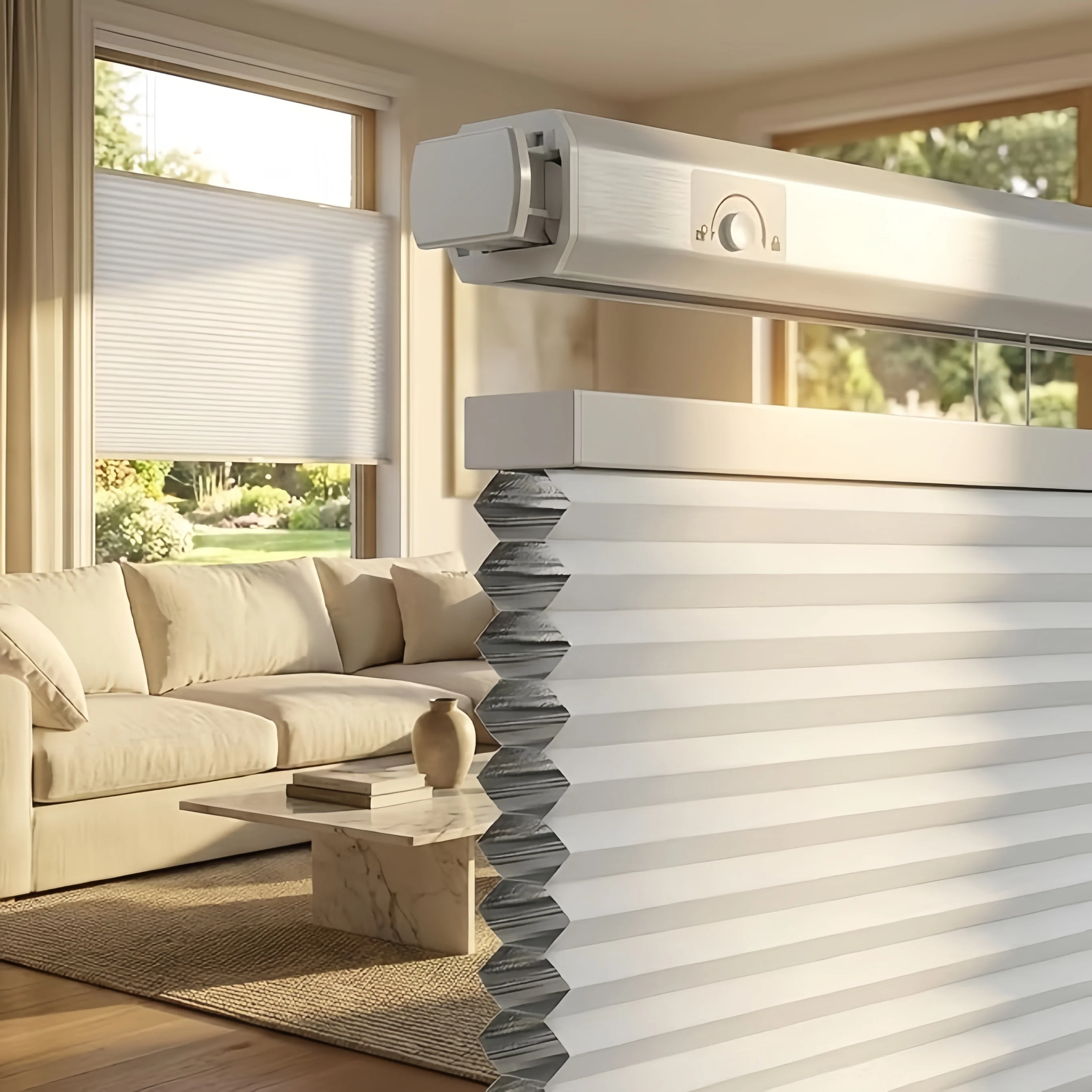 2026 New Style ZigBee Motor Intelligent Control Filter Type Up And Down Opening And Closing Honeycomb Blinds