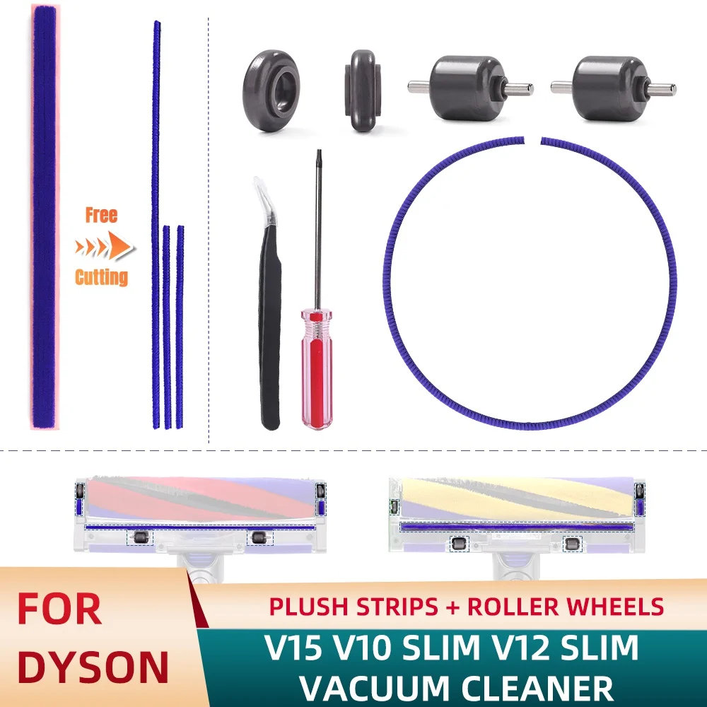 Für Dyson V10 Slim, V12 Slim, V15 Plush Strip & Roller Wheel Kit, komplettes Reparaturset mit Werkzeugen