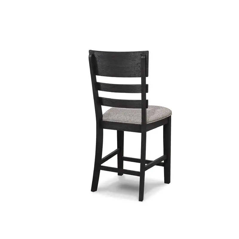 طقم طعام دائري معاصر مكون من 5 قطع مع كراسي منجدة باللون الأسود والرمادي الفحمي وطاولة من الخشب الصلب