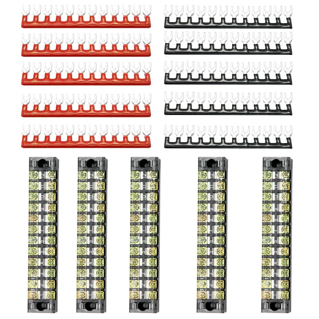 5 Pieces 600v 15a 12 Positions Barrier Strips Dual Row Screw