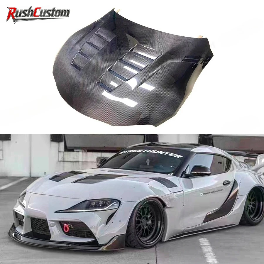 

High quality For Toyota Supra A90 A91 MK5 2019+ Carbon Fiber Car Engine Hood Bonnet Front Bumper Engine Hood Cover Body kit