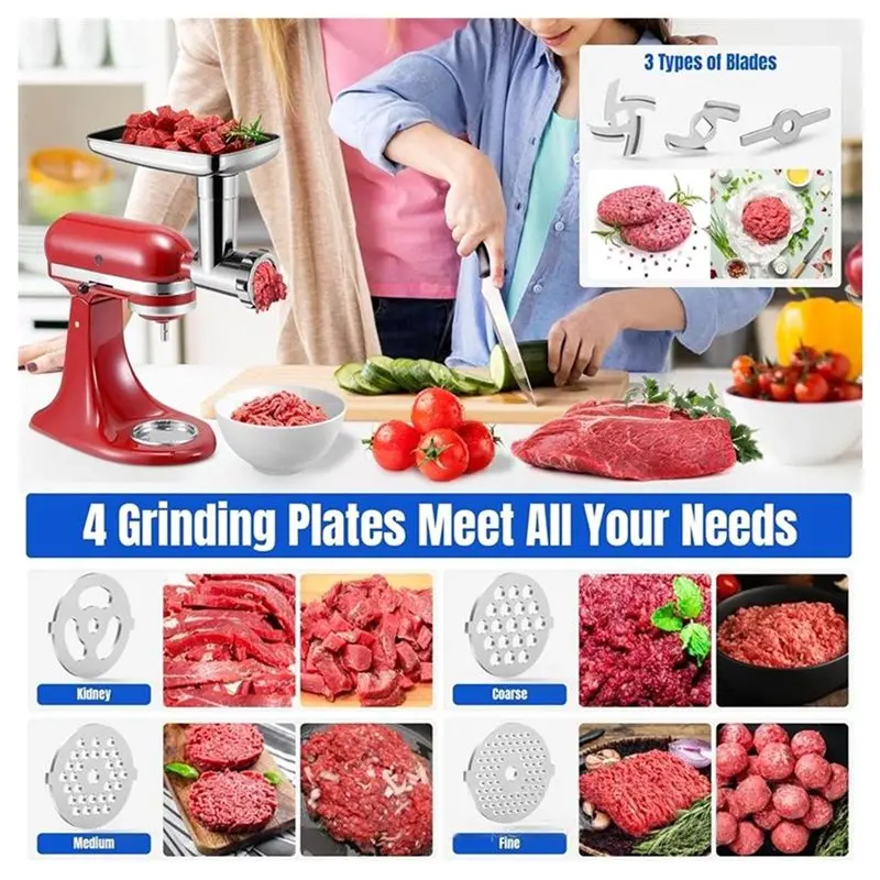 A67P-Stainless Steel Grinder Attachment For Kitchenaid Stand Mixer, Durable Meat Grinder Accessories