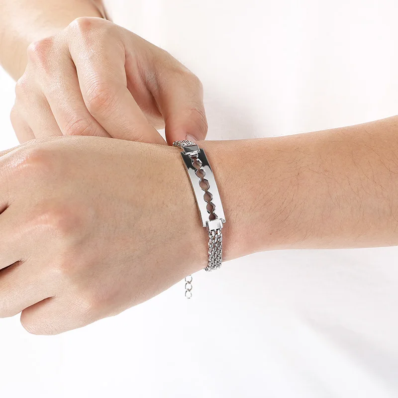 Hip Hop Razor Blade Bracelet for Men Women Stainless Steel Gold Plated Punk Rock Chain Wristband Unisex Jewelry Dropshipping