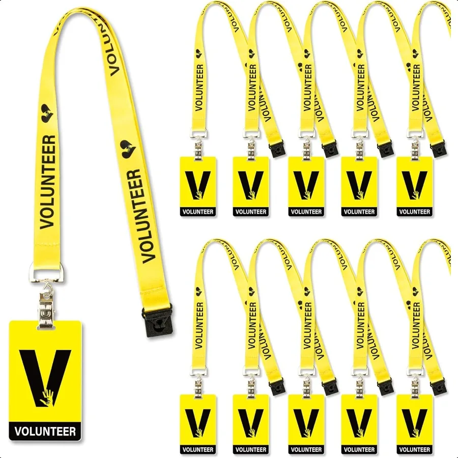 

25 Sets Volunteer Lanyard with PVC Pass Card Visitor Badge for Event Fundraising Company Exhibition Guest School Activities