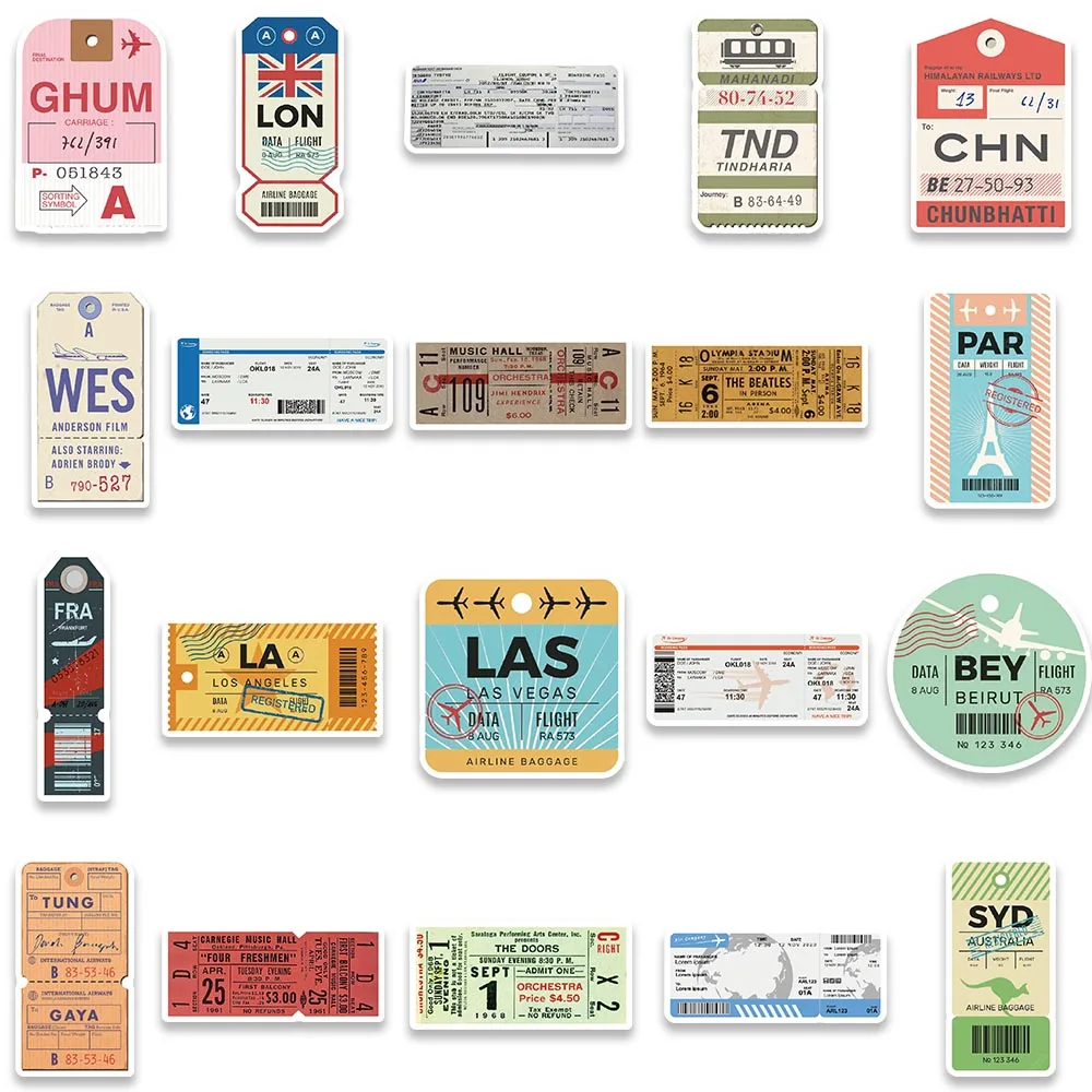 Adesivos de cartaz de viagem vintage, 40pcs, à prova d'água, para mala, telefone, computador, livro, garrafa, brinquedo infantil