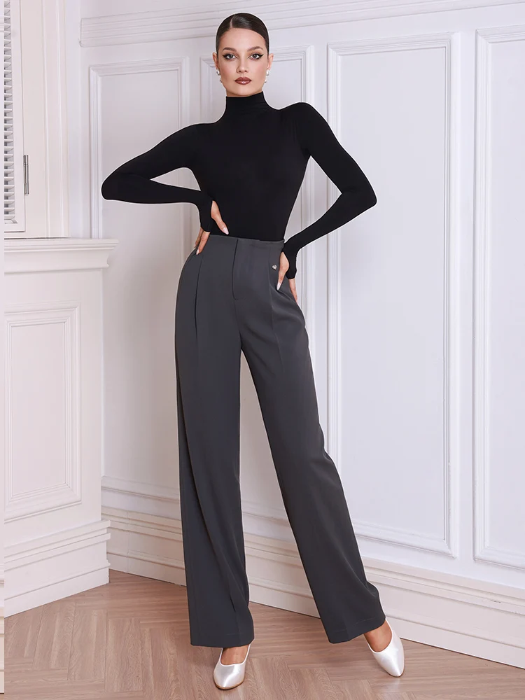 معيار جديد سراويل الرقص النساء الشتاء الأسود التدريب القمم قاعة الرقص ممارسة الملابس عالية الخصر الرقص السراويل رمادي 3095 #2