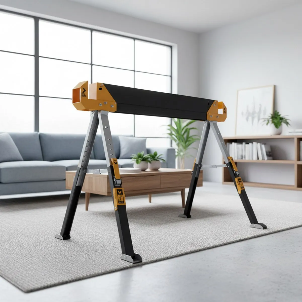 Heavy Duty Folding Sawhorse Workstation 2 Pack Steel Adjustable 2x4 Support Portable Contractor Grade