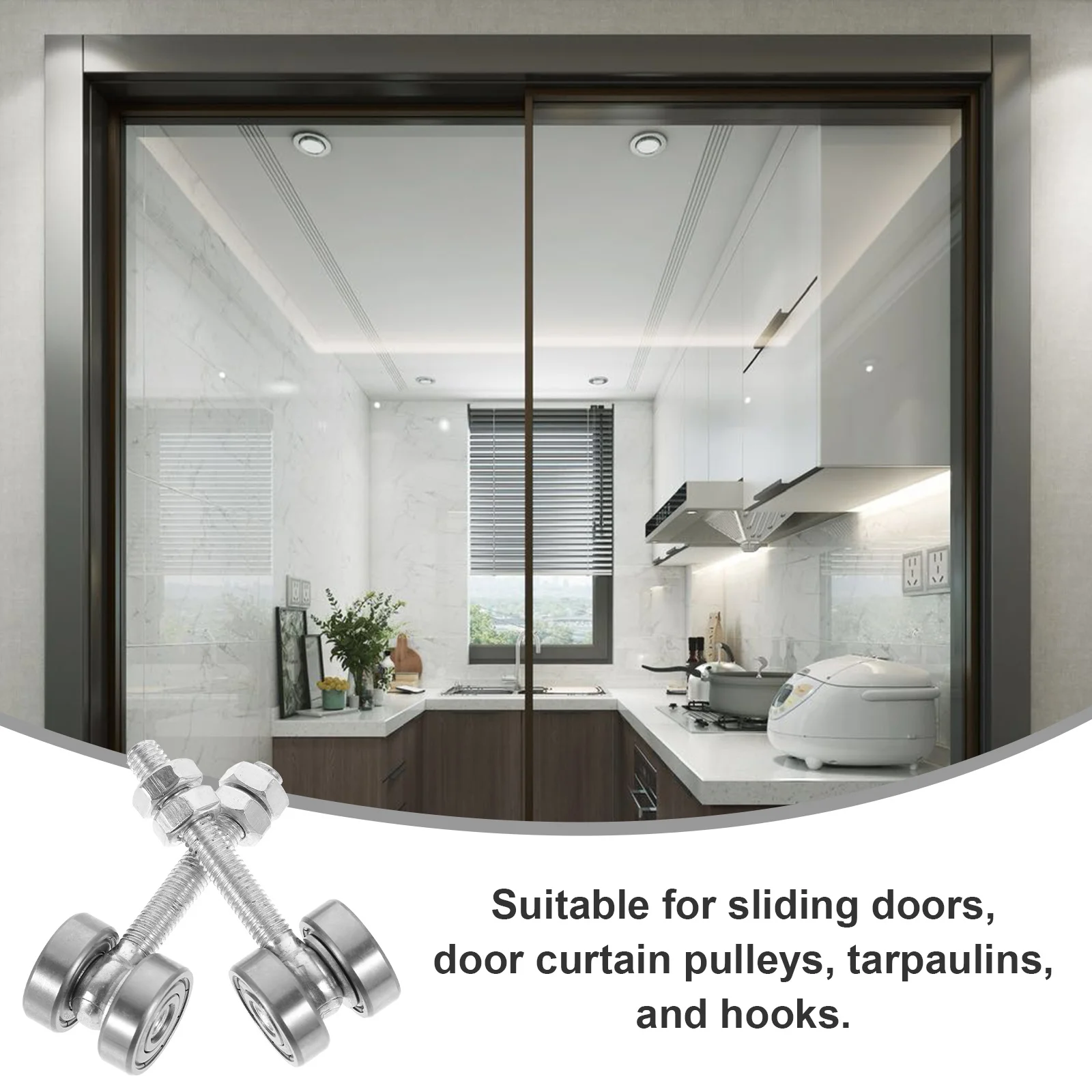 

2Pcs Two Wheels Bearing Trolley Assembly Replacement Roller Trolley for Sliding Door Window Accessories Window Accessories