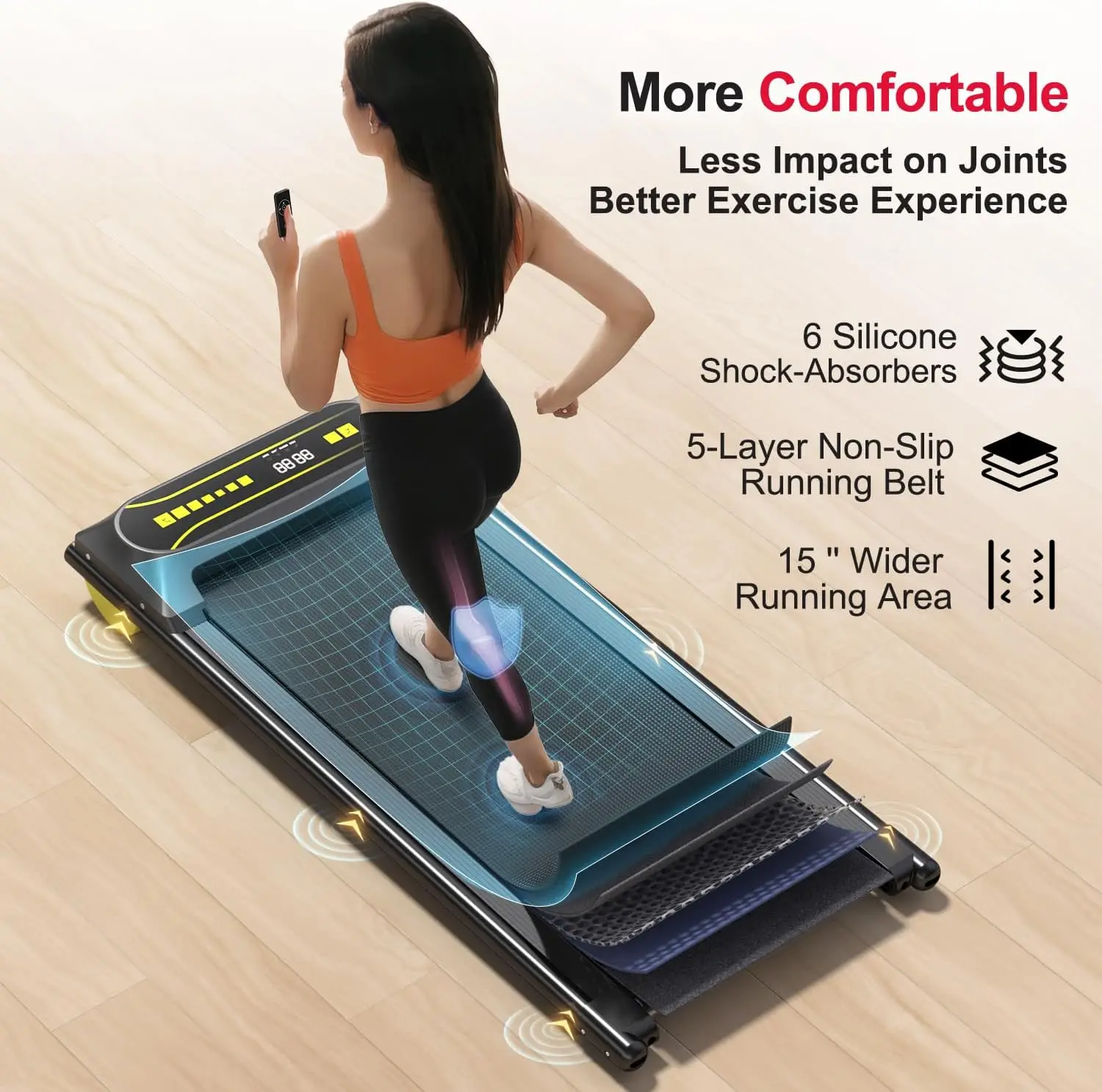 Running Machine Walking Machine for Home Under Desk Treadmill with LED Display and 12 Preset Programs 2.25HP Portabl