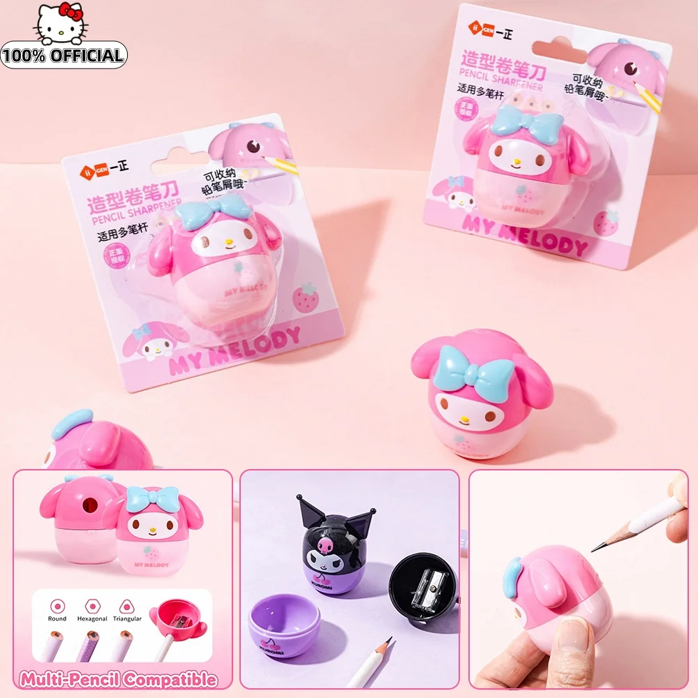 Genuine Sanrio Cartoon Pencil Sharpener Hello Kitty Kuromi My Melody Portable Manual Pencil Cutter For School Classroom Rewards