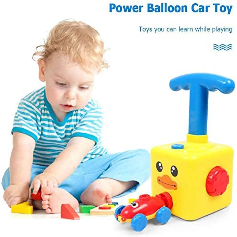 Kid\'s Balloon Power Starter Car Balloon Air Inflator Hand Push Mini Plastic Air Power Balloon Racing Car Toys Gift for Children