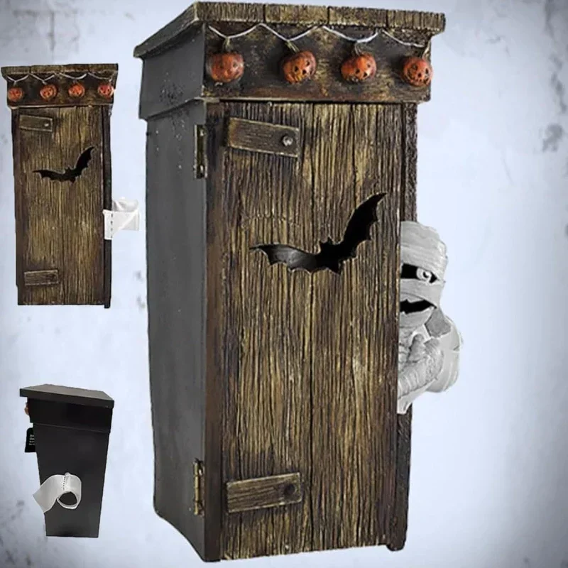 Outhouse Mummy Animated Figurine - Funny Halloween Toilet Decoration Halloween Decorations for Toilets Home Decor