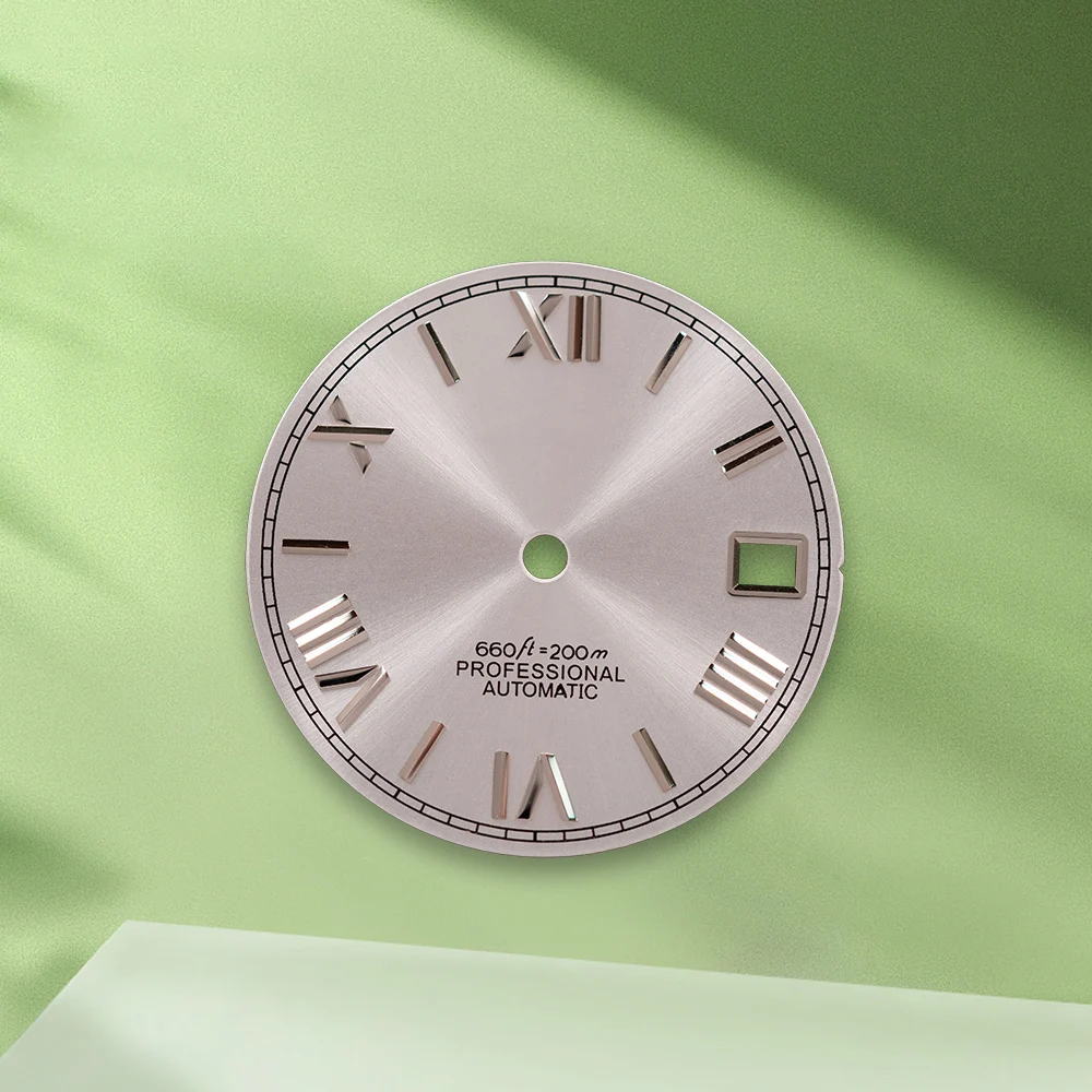 28.5 مللي متر S شعار NH35 الطلب تيفاني الروماني الأخضر الهاتفي لا الأيدي مناسبة ل NH36 ساعة يد تعمل بالحركة تعديل الملحقات