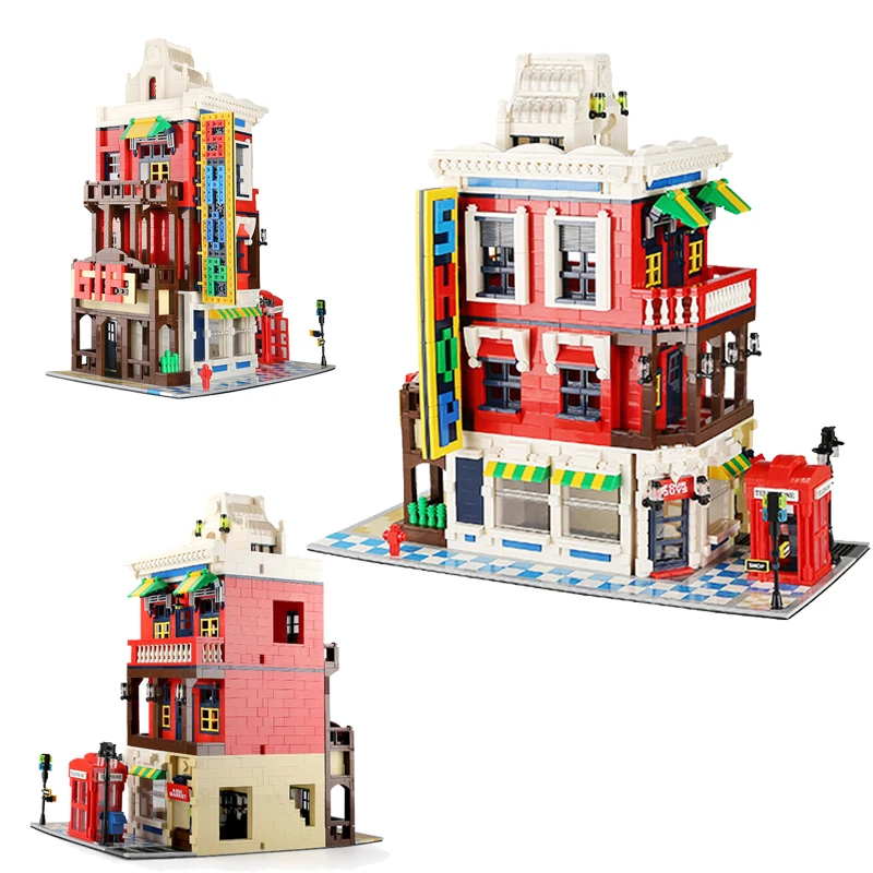 

IN STOCK MOC Idea City Street View Corner Store Construction Building Blocks Bricks Assembling Toys for Boys Christmas Gift Set