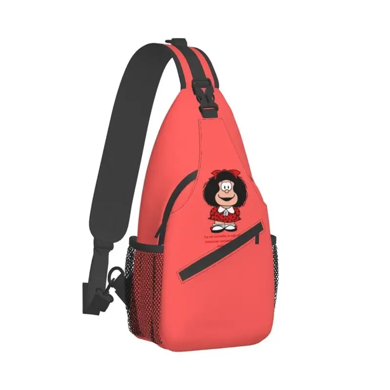 Kawaii Mafalda Sling Chest Crossbody Bag Men Cool Quino Argentina Cartoon Shoulder Backpack for Hiking