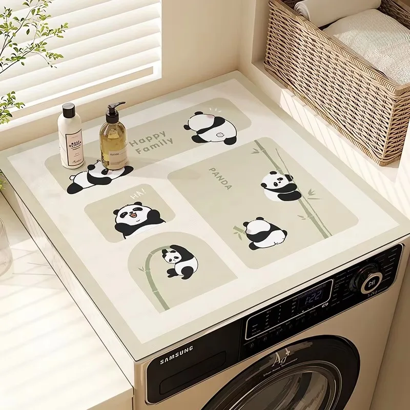 VIKAMA Cute Panda Print Drying Mat For Bathroom Sink Kitchen Counter Small Appliance Top Non Slip & Machine Washable, Home Decor